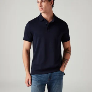 Men's Solid Slim Fit Polo T-Shirt Navy Blue