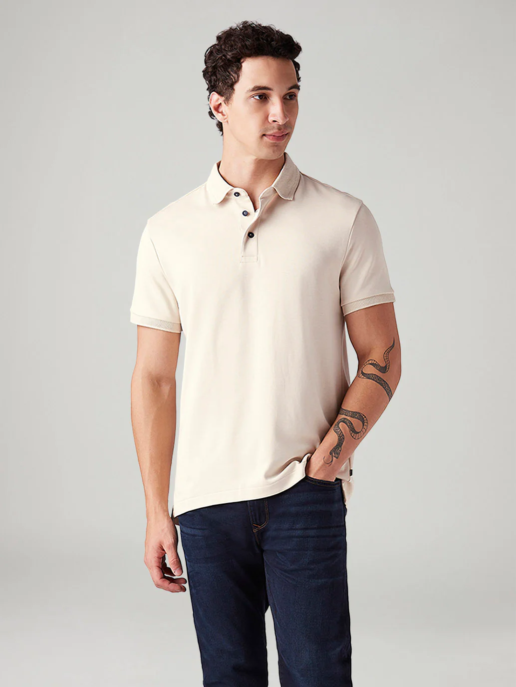 Men's Solid Slim Fit Polo T-Shirt White