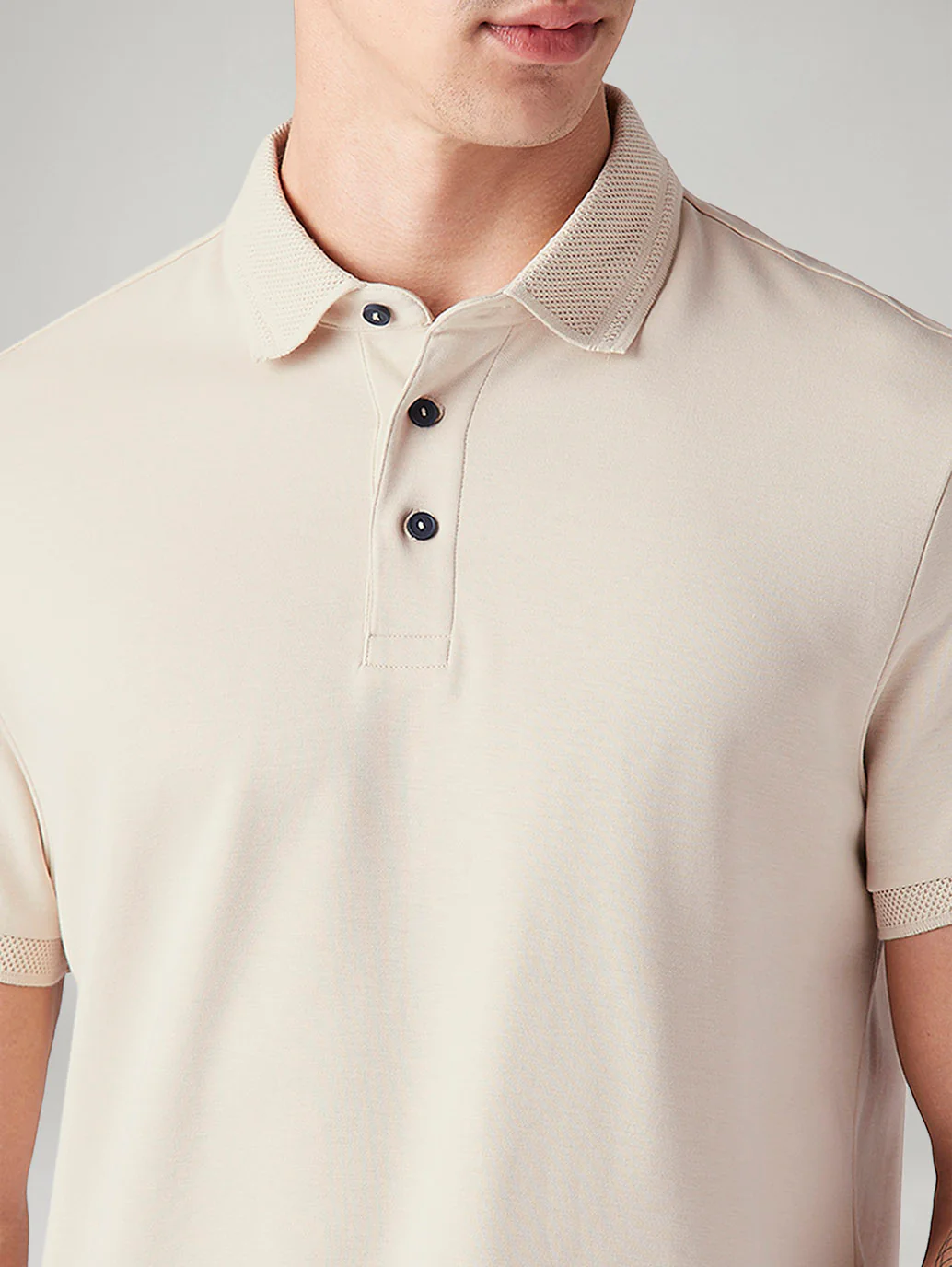Men's Solid Slim Fit Polo T-Shirt White - Image 4
