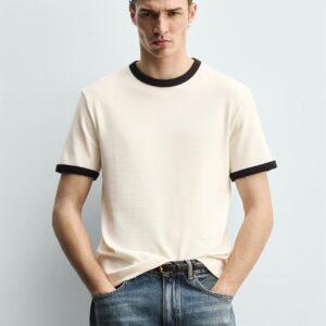 BASIC RIBBED CONTRAST T-SHIRT