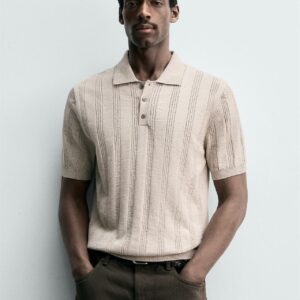 REGULAR FIT TEXTURED KNIT POLO SHIRT