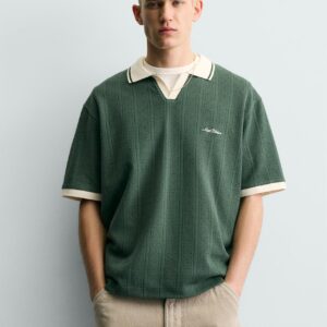EMBROIDERED VERTICAL JACQUARD POLO SHIRT