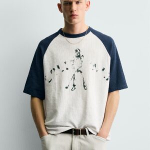COLOUR BLOCK PRINT KNIT T-SHIRT