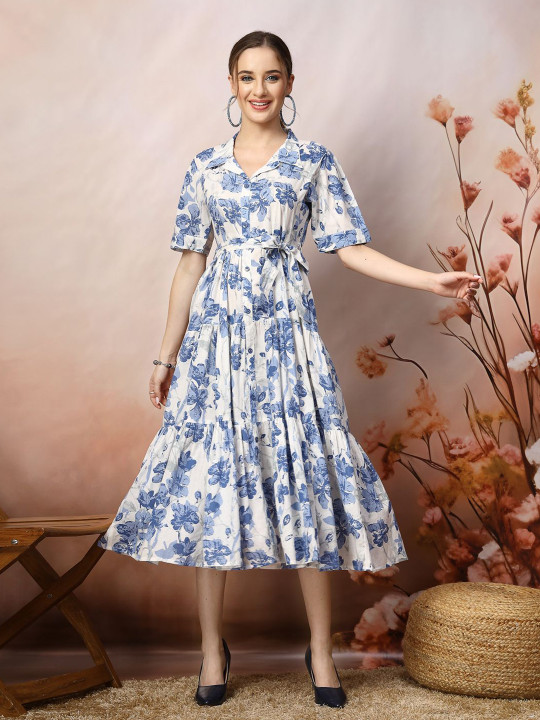 Floral Print Fit & Flare Maxi Dress