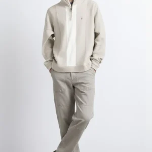Men Colourblocked Mandarin Neck Sweatshirt