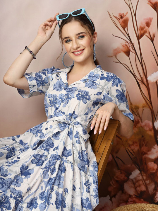 Floral Print Fit & Flare Maxi Dress - Image 4